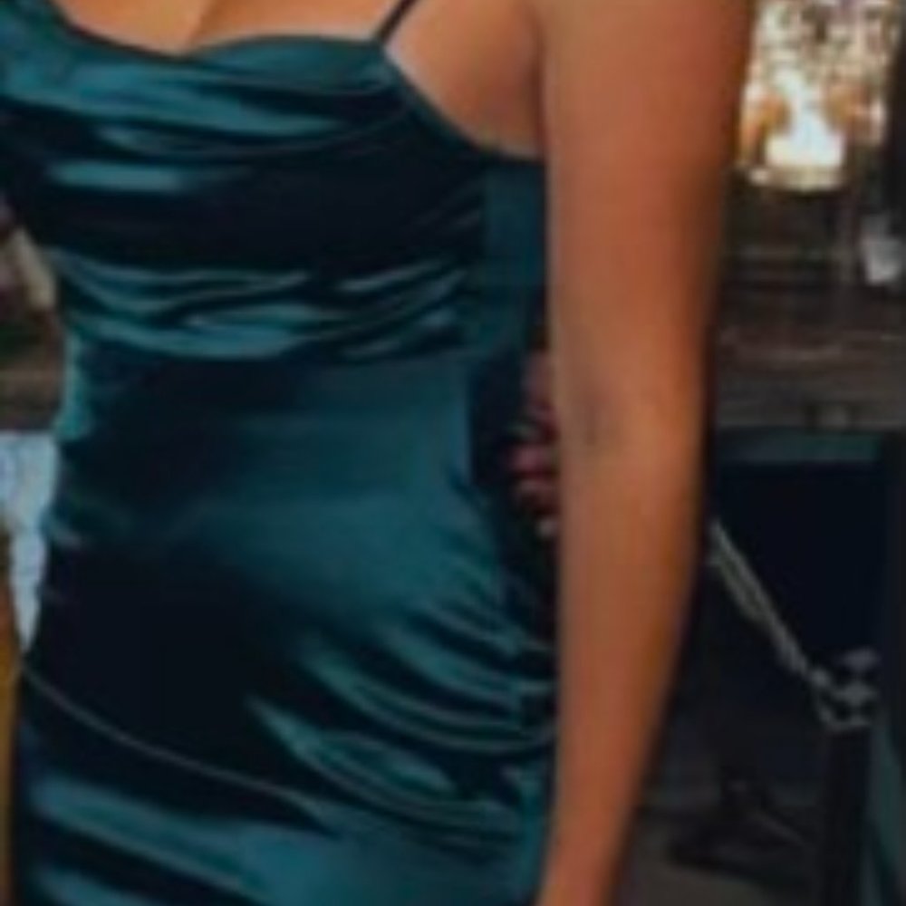 Emerald Green Satin Dress